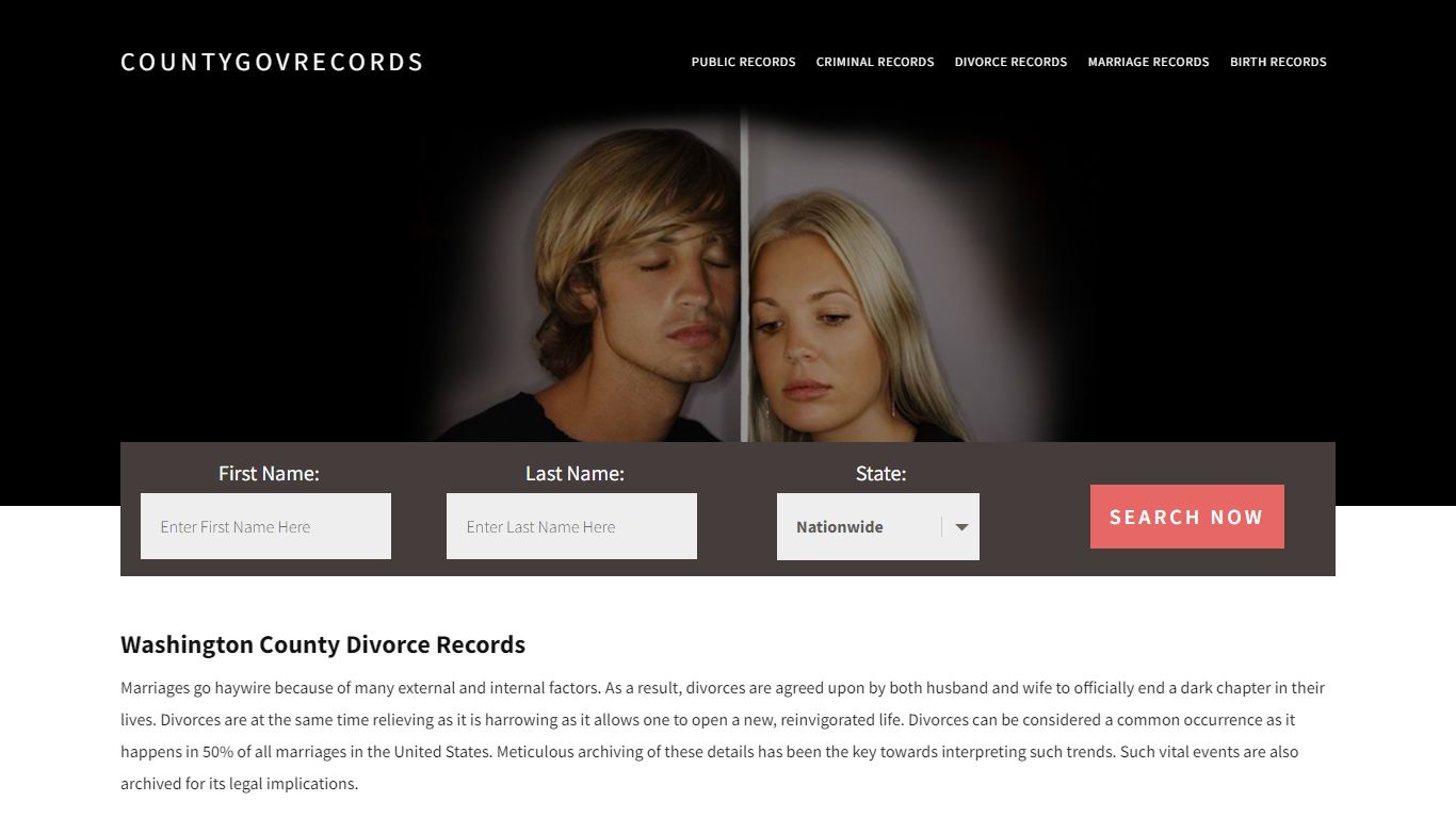 Washington County Divorce Records | Enter Name and Search